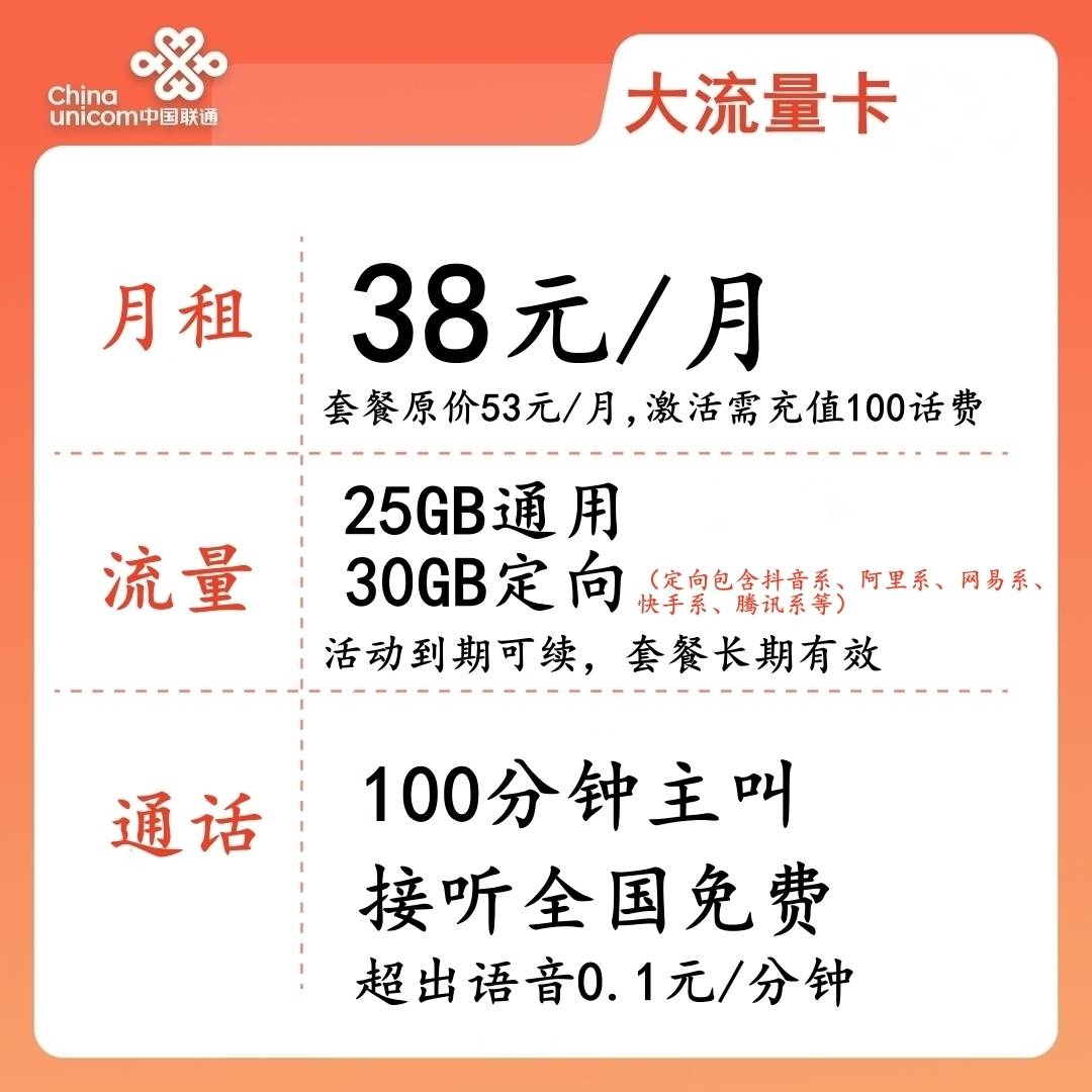 LH靓号ABABAB(38)38元55G全国流量+100分钟国内通话