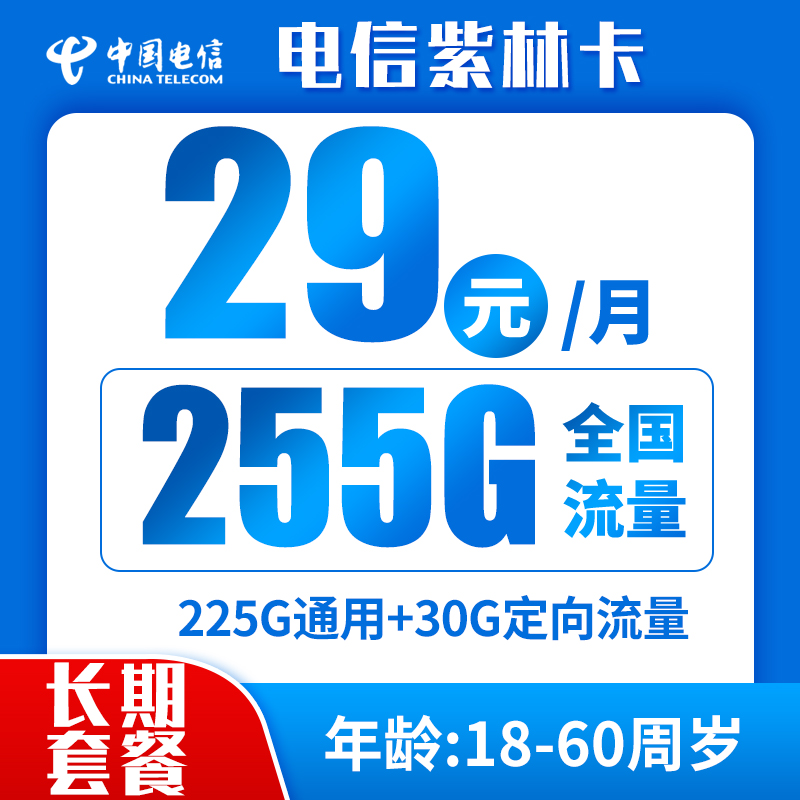 电信紫林卡29元255G（长期套餐）