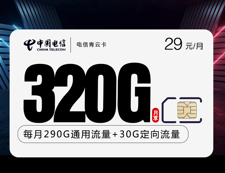电信沧首卡【29元320无语音功能】