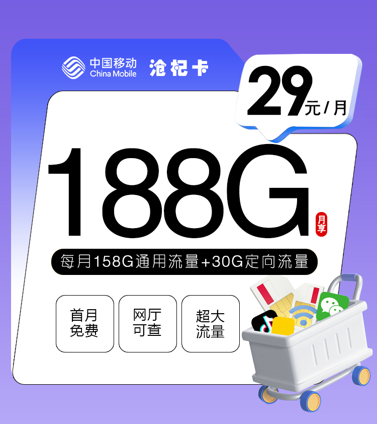 移动沧杞卡【29元188G+通话0.1】
