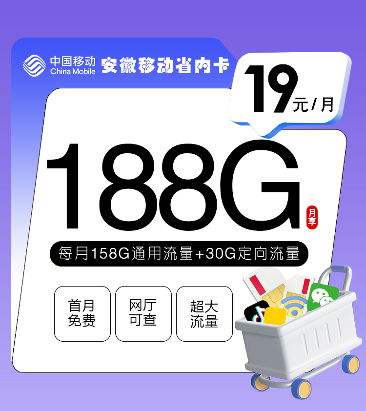 新安徽移动省内卡(仅发安徽省内)