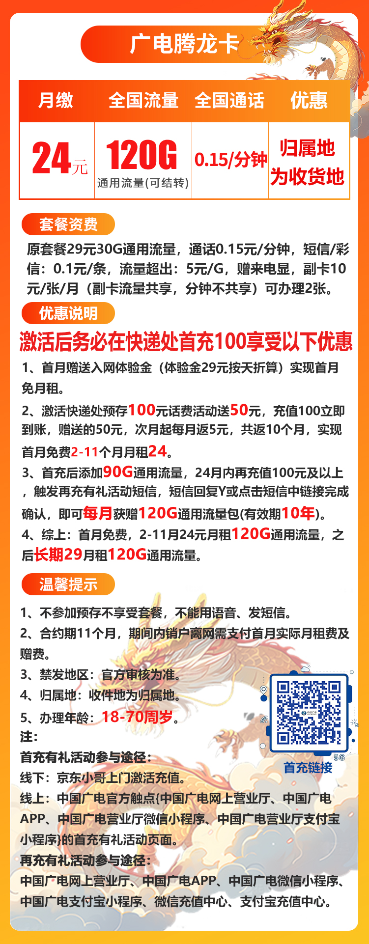 广电腾龙卡丨24元120G（十年套餐）