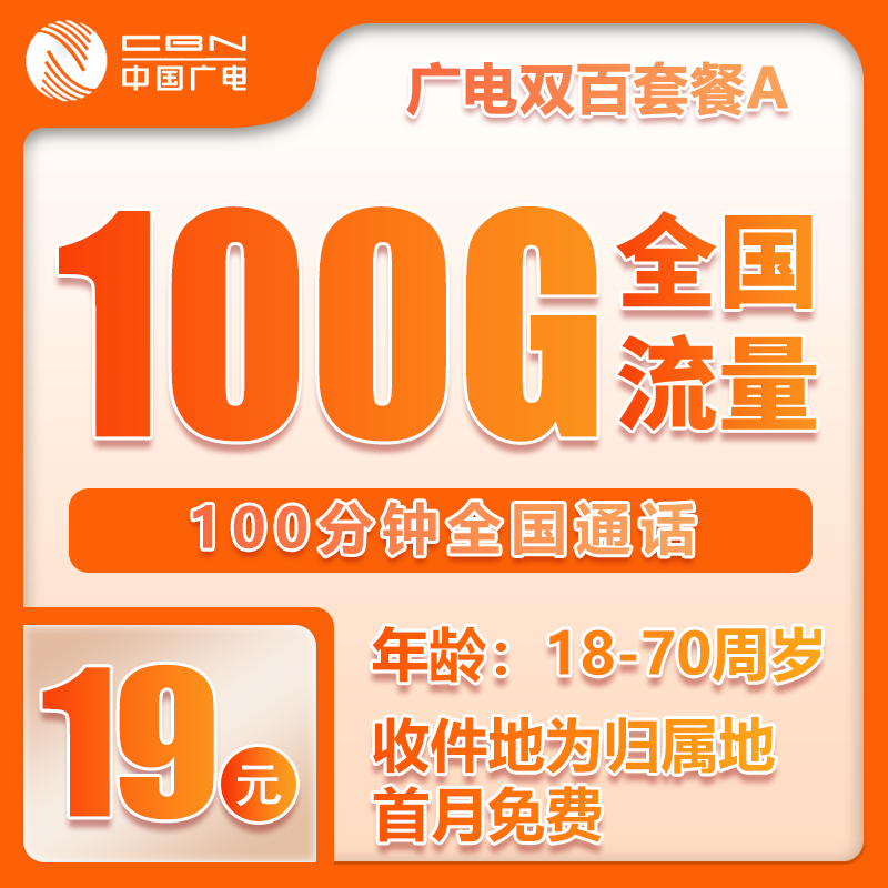广电双百A版19元100G+100分钟