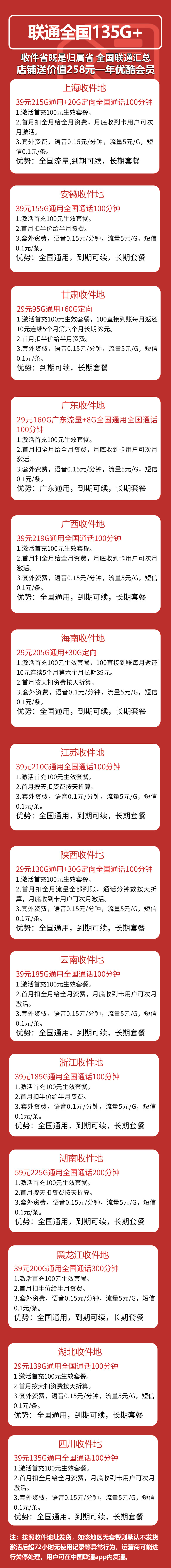 联通综合卡135G+流量（送一年优酷视频会员）