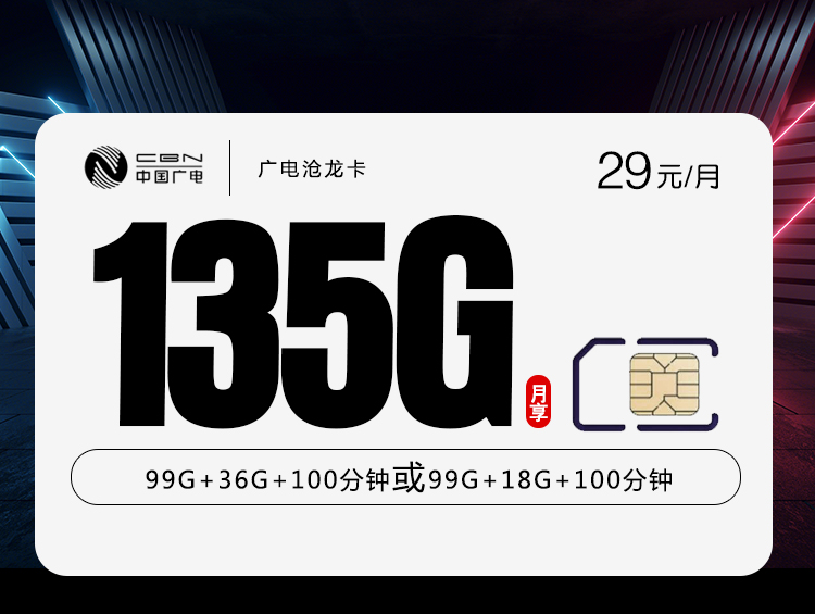 广电沧龙卡【29元135G】