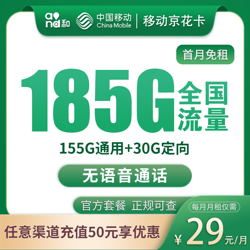 北京移动29元185G【无语音版】