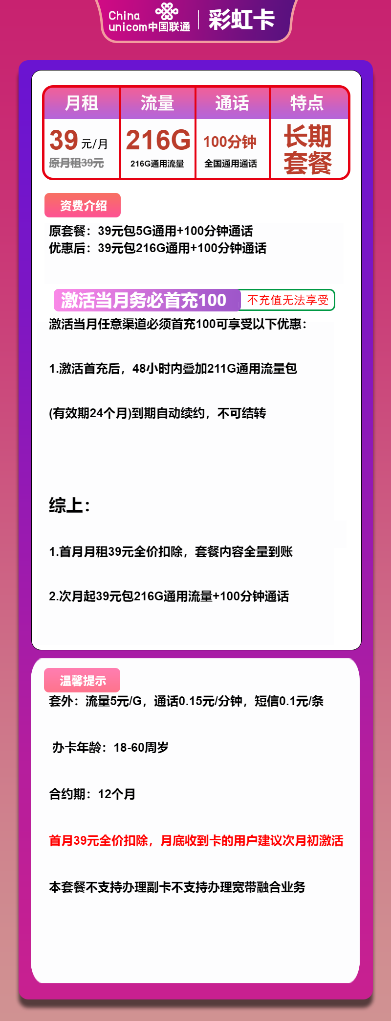 联通彩虹卡