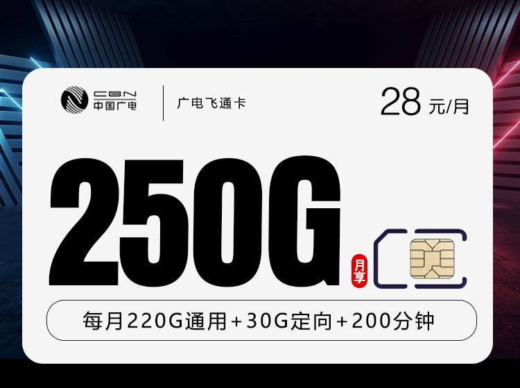 广电飞通卡28元250G+200分钟