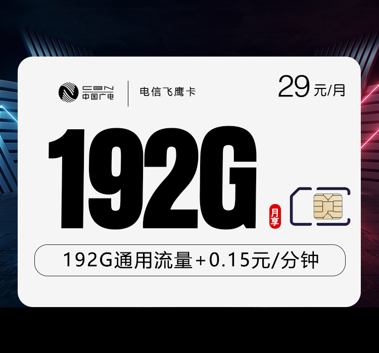广电飞鹰卡29元192G