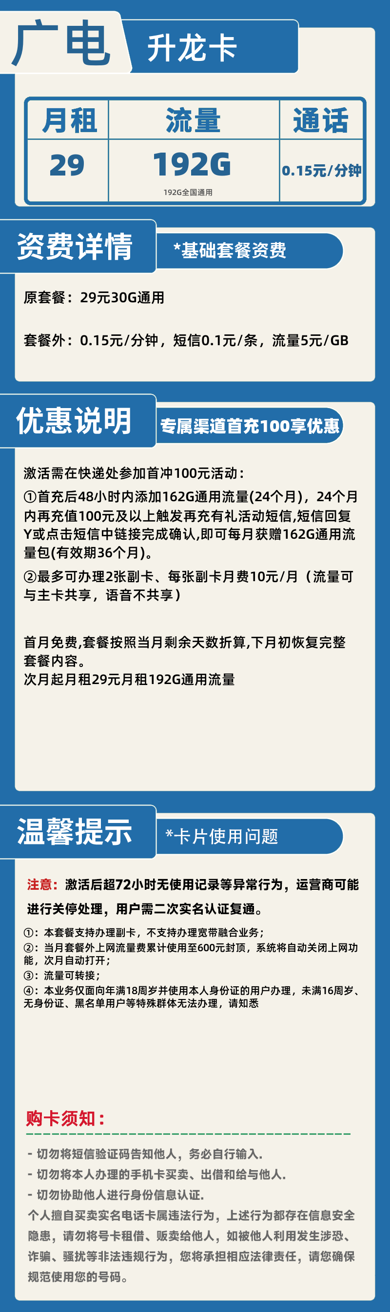 广电升龙卡29元192G