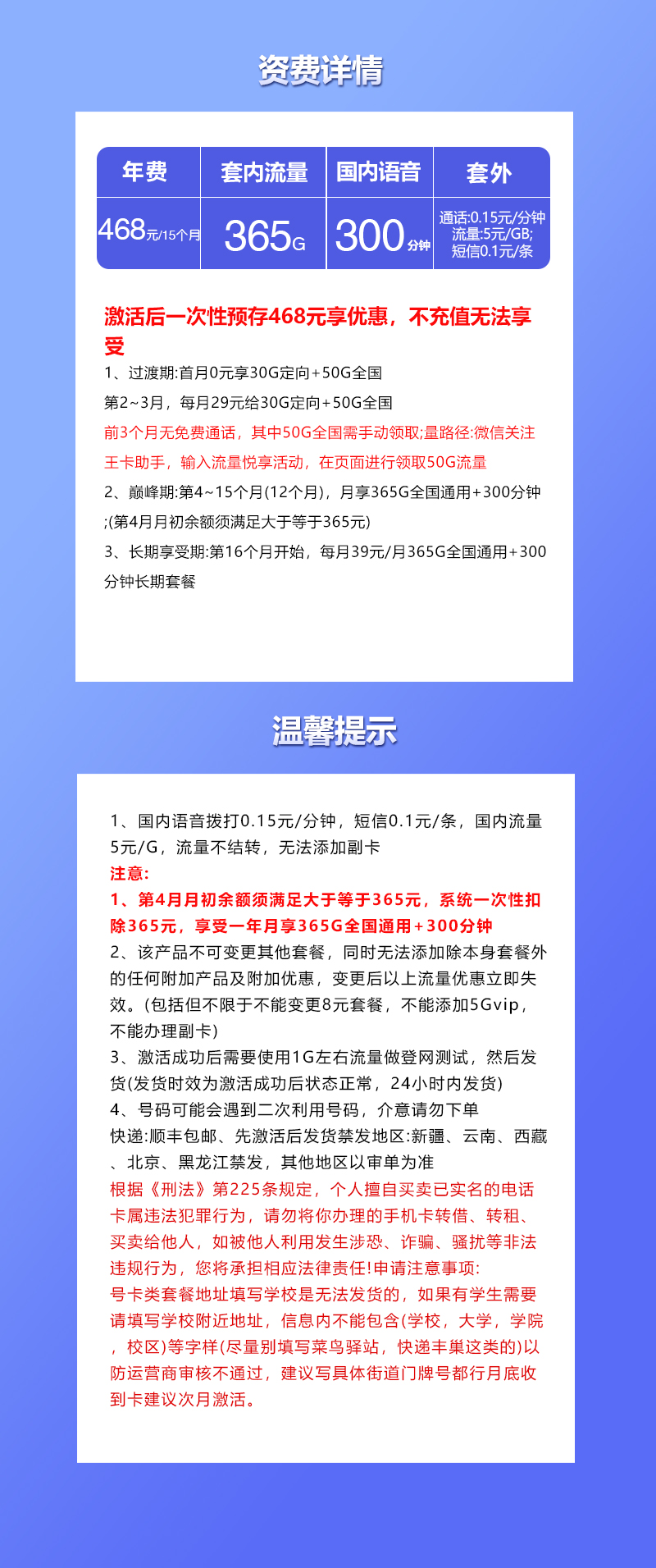 联通飞恩卡468元包年