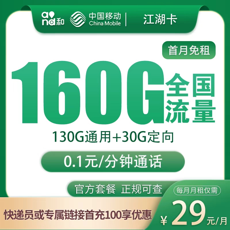 移动江湖卡29元195G【只发江苏】