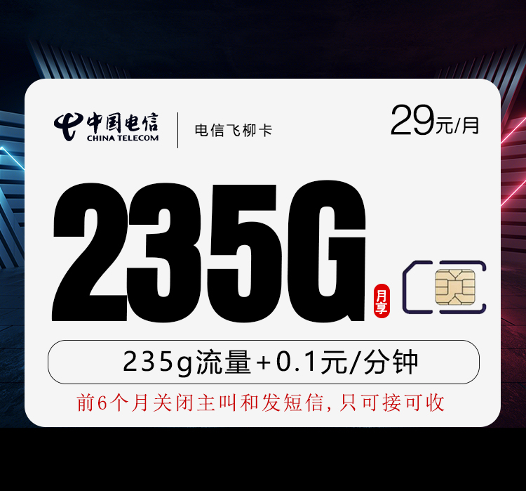 电信飞柳卡29元235G