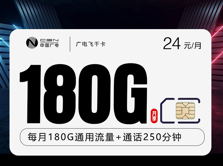 广电飞千卡24元180G+250分钟