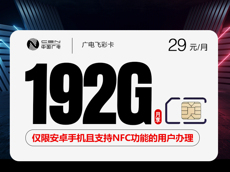 广电飞彩卡29元192G