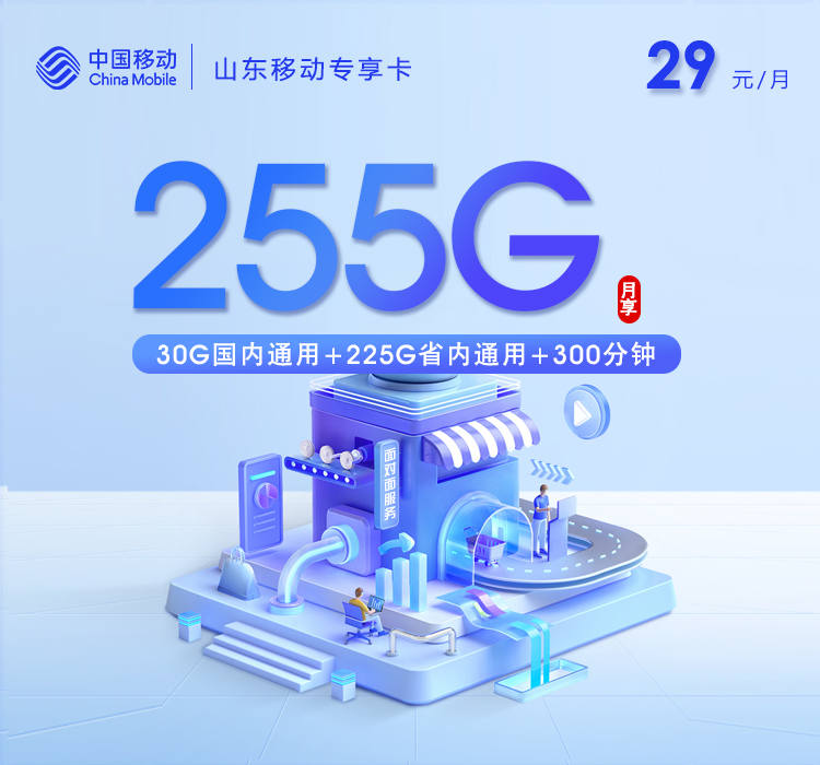 山东移动专享卡29元255G+300分钟