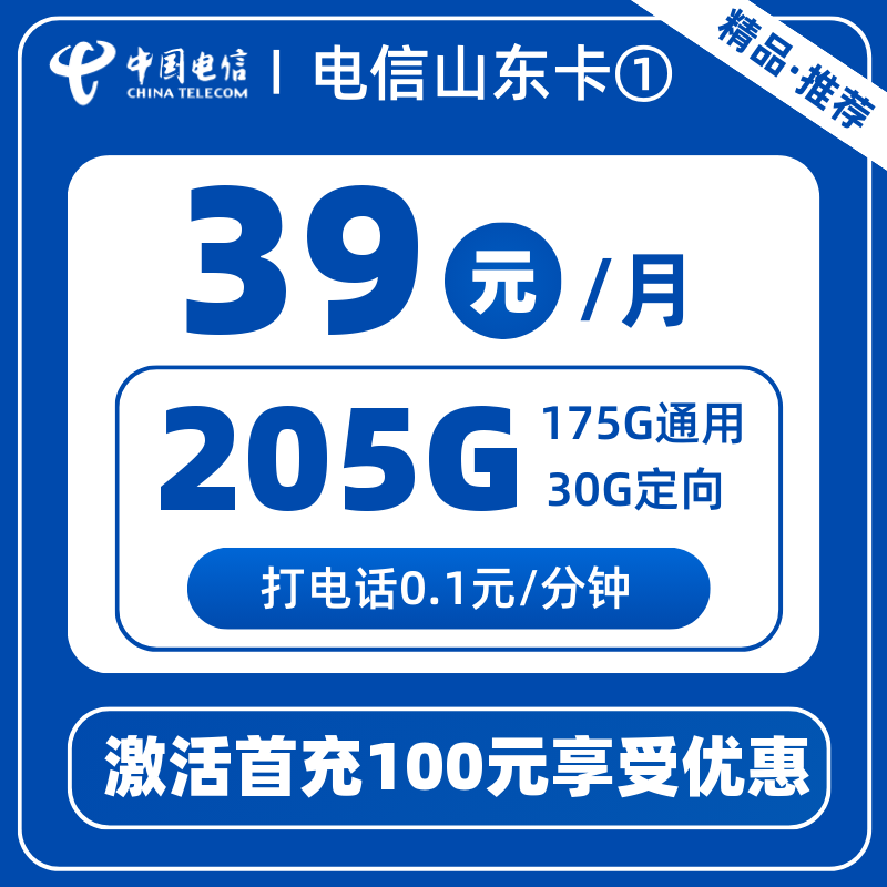 电信山东卡①-X39元205G
