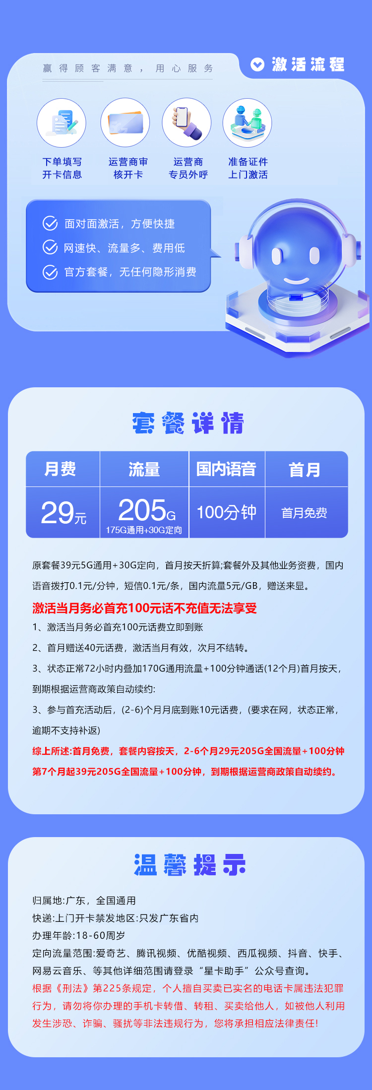 广东电信29元205G+100分钟