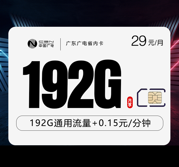 广东专属广电卡29元192G