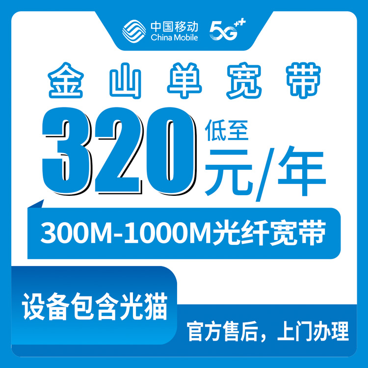 移动上海金山区宽带卡320-900元包年300-1000M单宽带套餐
