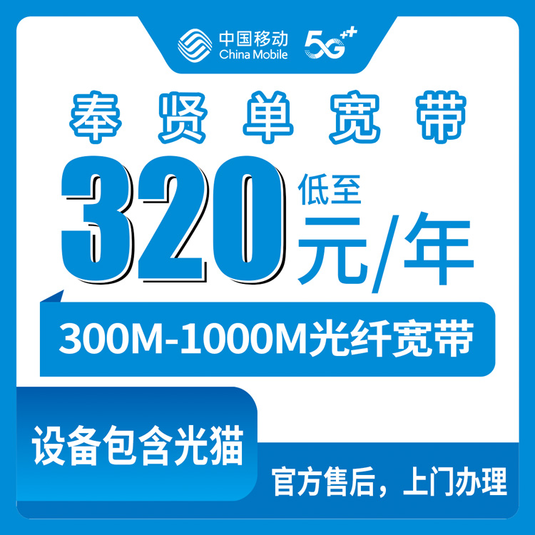 移动上海奉贤区宽带卡320-900元包年300-1000M单宽带套餐