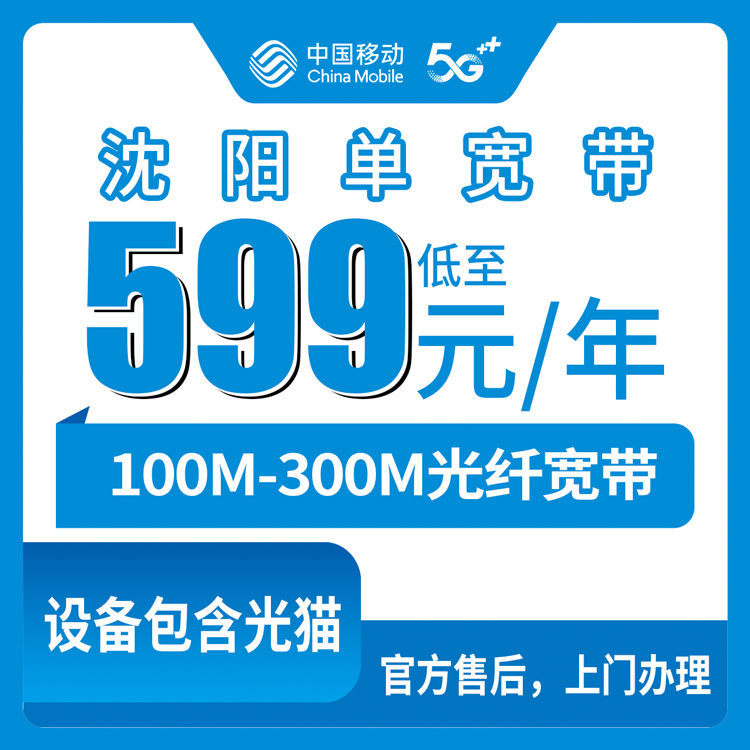 移动辽宁沈阳宽带卡599-1100元100-300M包1-2年单宽带套餐