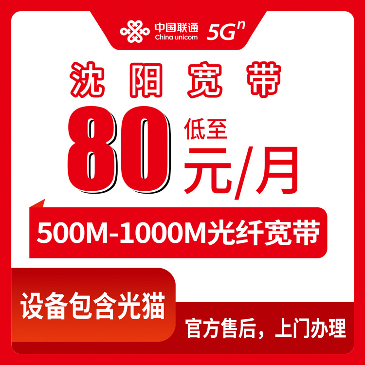 联通辽宁沈阳宽带卡80-98元500-1000M41-61G+150-200分钟融合宽带套餐
