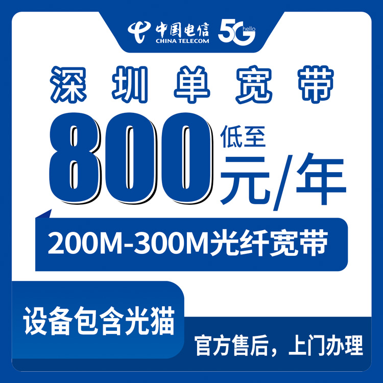 电信广东深圳宽带卡800-1600元包年200-300M单宽带套餐
