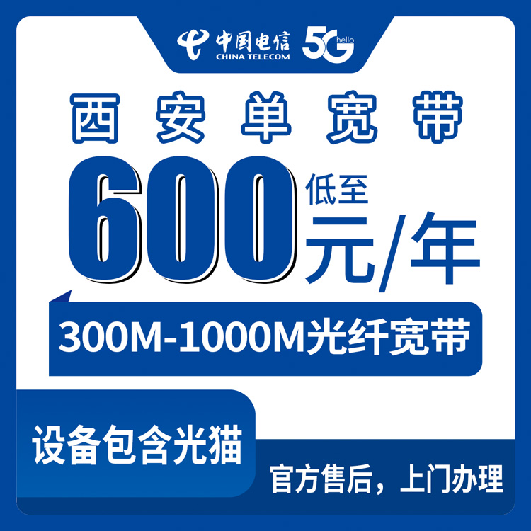 电信陕西西安宽带卡600-1920元包年300-1000M单宽带套餐