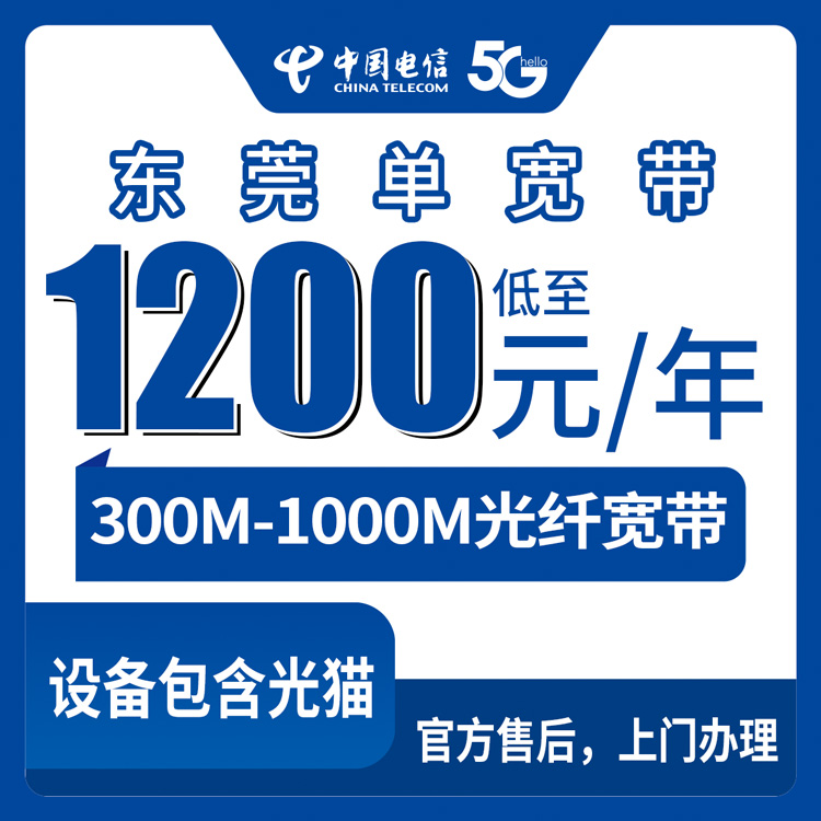 电信广东东莞宽带卡1200-2300包年300-1000M单宽带套餐